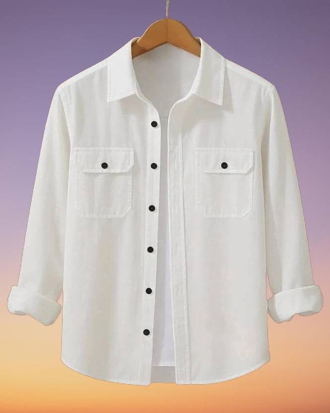 BJM ENTERPRISE Men Regular Fit Solid Curved Collar Casual Shirt