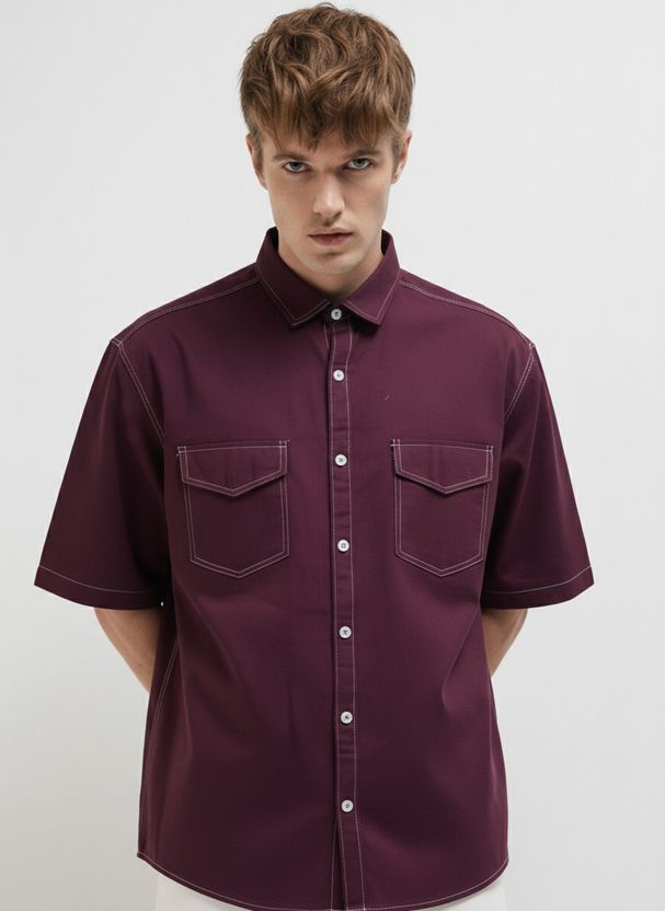 FOXEY Men Oversized Fit Solid Spread Collar Shirt - Image 4