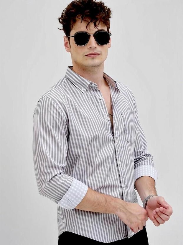 RODEIZ Men Blue Striped Casual Shirt - Image 10