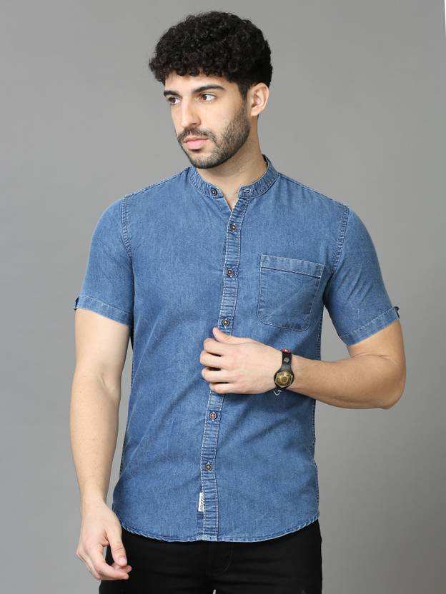 CHEEBA Men Regular Fit Solid Mandarin Collar Casual Shirt