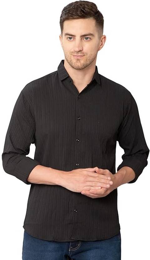 Alakh Hub Men Solid Casual Black Shirt