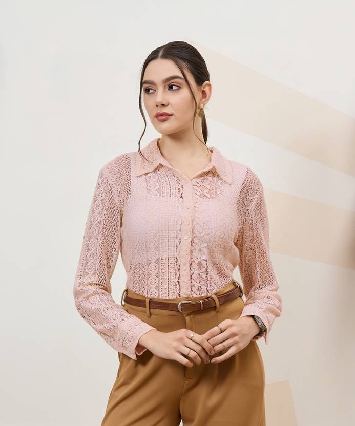 Shally Bhasin By Athena Women Regular Fit Self Design Button Down Collar Casual Shirt