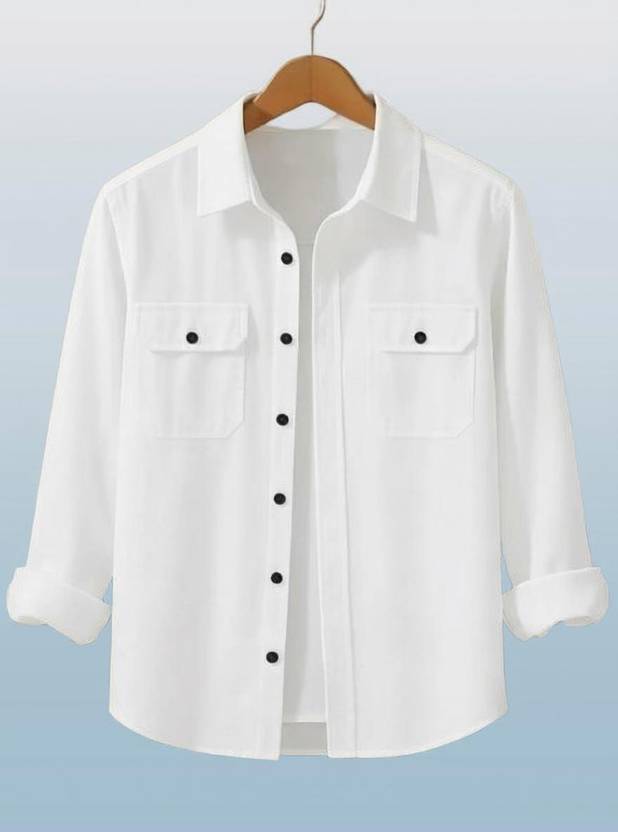 BJM ENTERPRISE Men Regular Fit Solid Curved Collar Casual Shirt