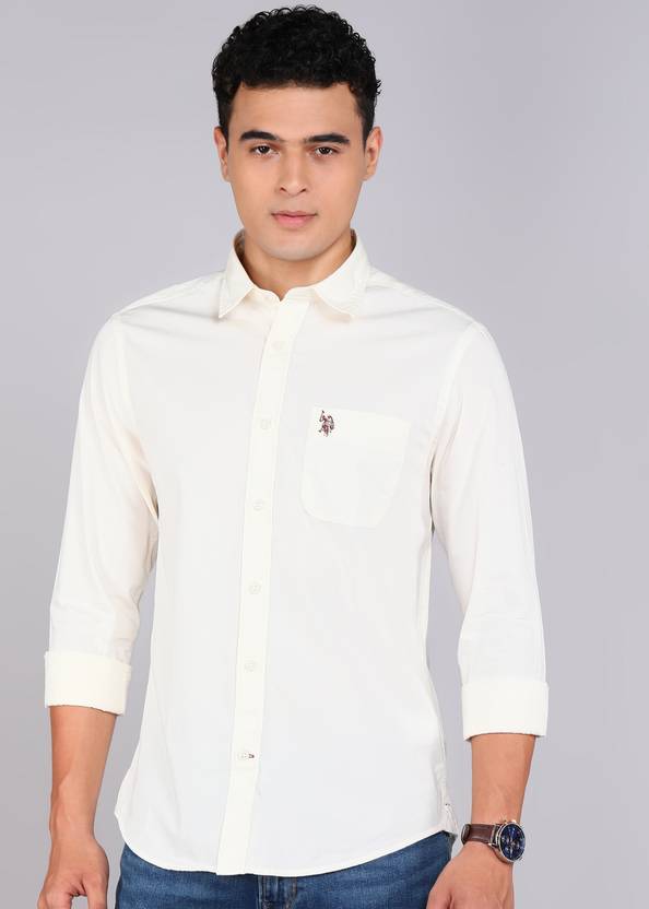U.S. POLO ASSN. Men Regular Fit Solid Cut Away Collar Casual Shirt