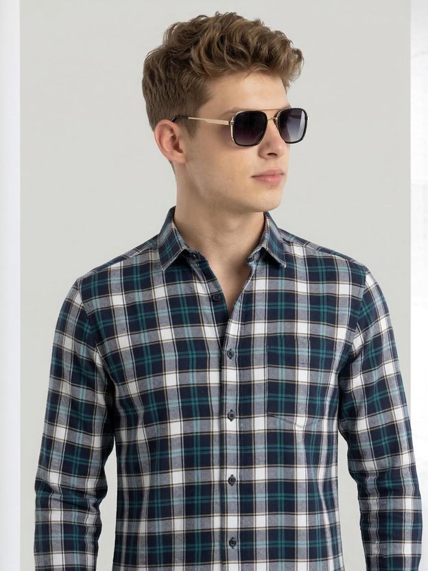 METRONAUT Men Checkered Casual Brown Shirt - Image 10