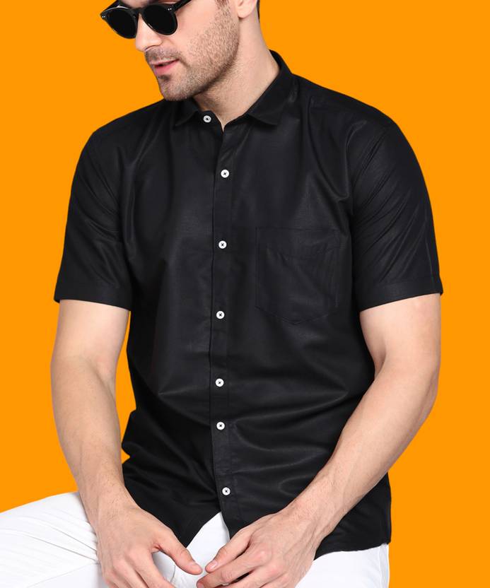 MILDIN Men Regular Fit Solid Spread Collar Formal Shirt
