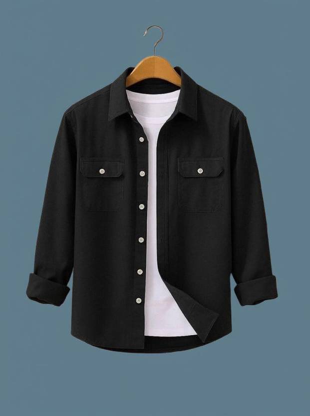 BJM ENTERPRISE Men Regular Fit Solid Curved Collar Casual Shirt