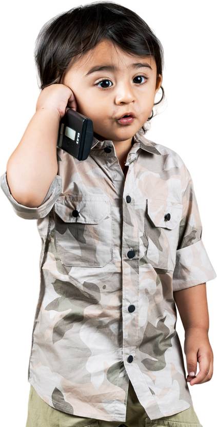 POLKA TOTS Baby Boys Regular Fit Military Camouflage Button Down Collar Casual Shirt