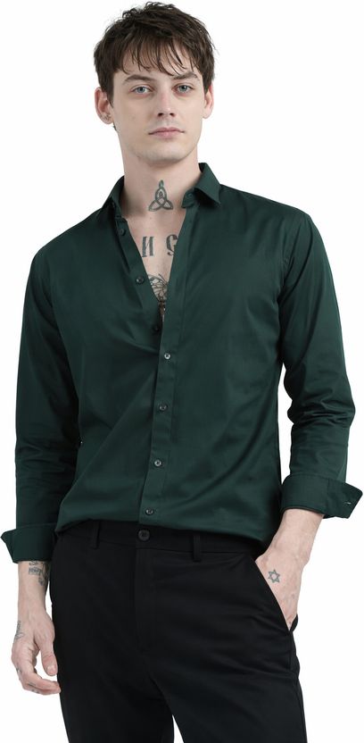 Pactimo Men Slim Fit Solid Spread Collar Casual Shirt - Image 9