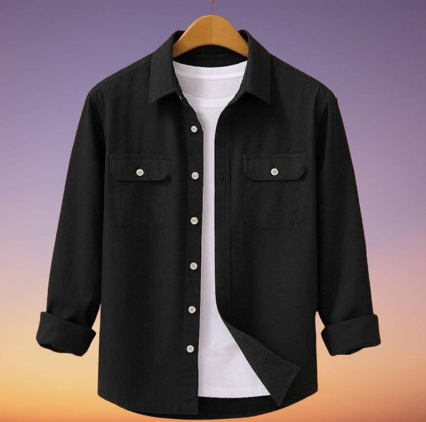 BJM ENTERPRISE Men Regular Fit Solid Curved Collar Casual Shirt