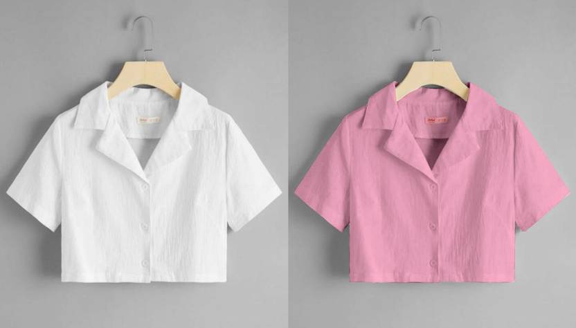 indicare Women Regular Fit Solid Casual Shirt (Pack of 2)