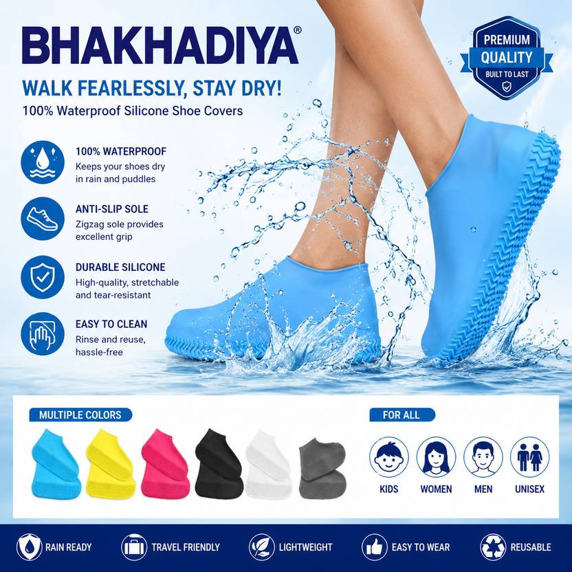Currently unavailable BHAKHADIYA FlexDry All Season Cover Silicone Blue Boots Shoe Cover, High Ankle Shoe Cover, High Heeled Shoe Cover, Flat Shoe Cover