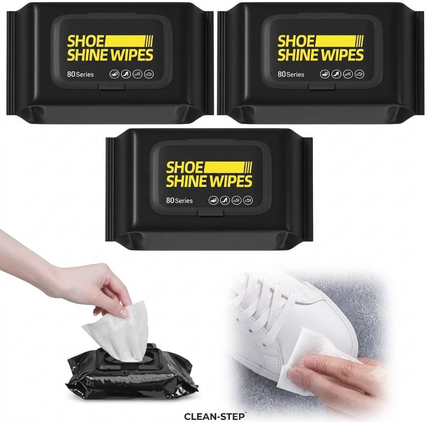 GlossUp Shoe Wipes Travel-Friendly Mild Formula Wet Wipes (Pack of 3 , 240 pcs) Canvas, Leather, Nubuck, Patent Leather, Sports, Suede, Synthetic Leather, Velour Shoe Cleaner