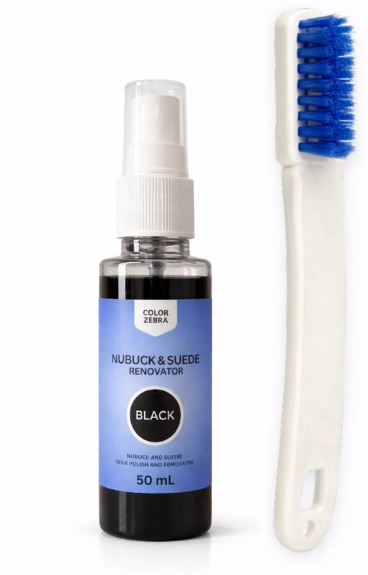 Color Zebra Nubuck and Suede Shoe Polish Renovator 50 ML Black Nubuck Shoe Renovator