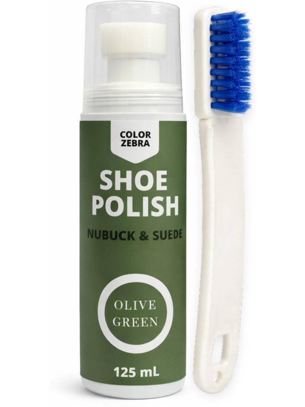 Color Zebra Nubuck and Suede Shoe Renovator and Polish 125 ML Olive Green Leather Shoe Liquid Polish