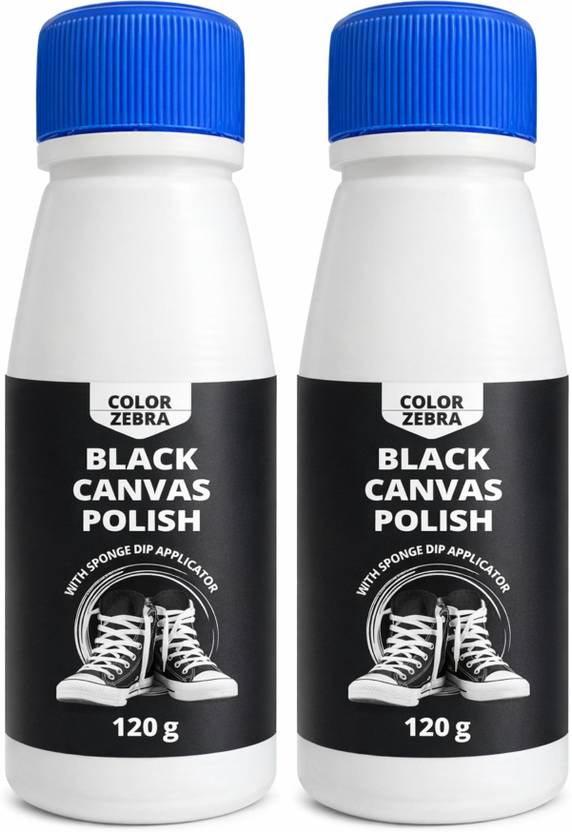 Color Zebra Canvas Shoe Polsih (Black) - 120x2 G (Pack of 2) Canvas Shoe Renovator