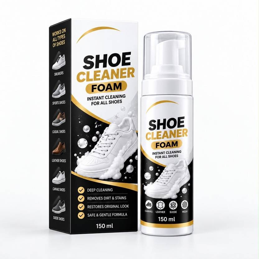 VarniZone Shoe Cleaner Foam, Instant Sneaker Cleaner & Stain Remover for Shoes Canvas, Leather, Nubuck, Patent Leather, Sports, Suede, Synthetic Leather Shoe Cleaner