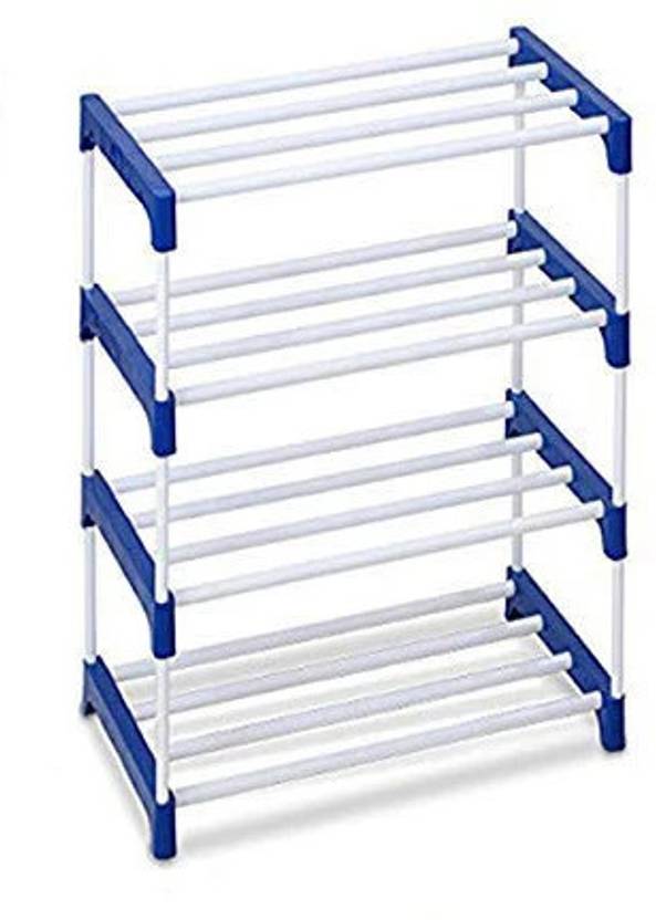 BRANTOX Shoe Rack Stand Plastic Blue 4 Step Plastic Shoe Stand