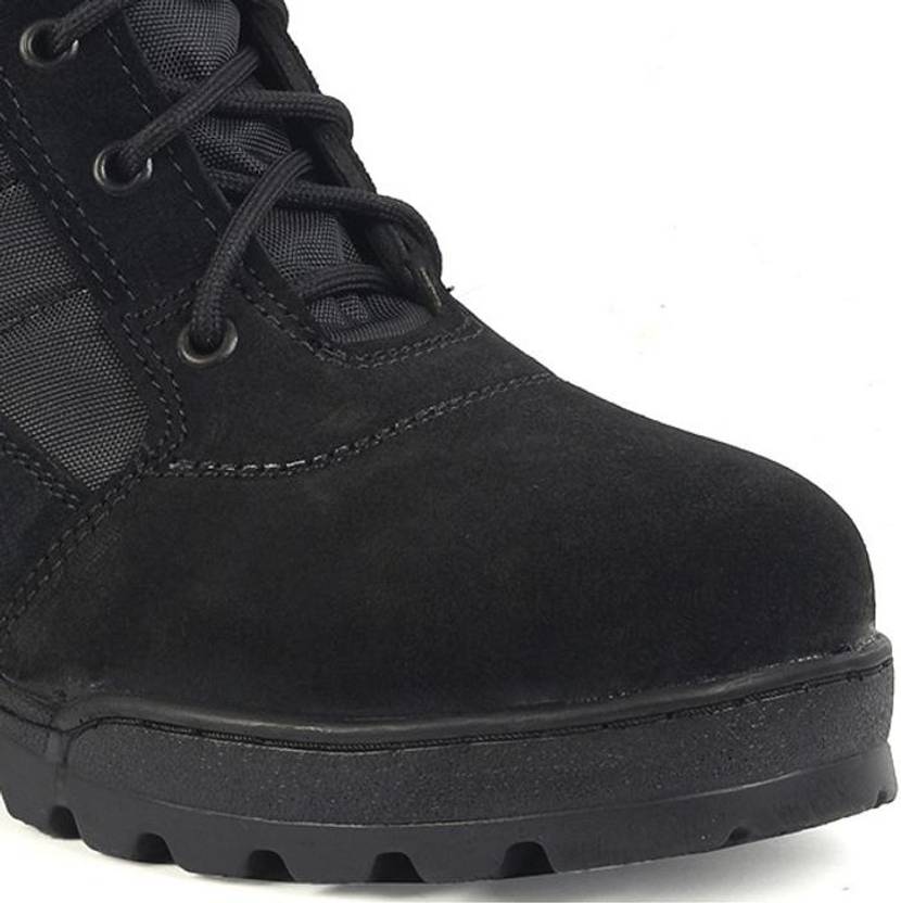 XHUGOY Genuine Black Suede Leather Military Combat Light Weight Boots For Men Boots For Women  (Black)