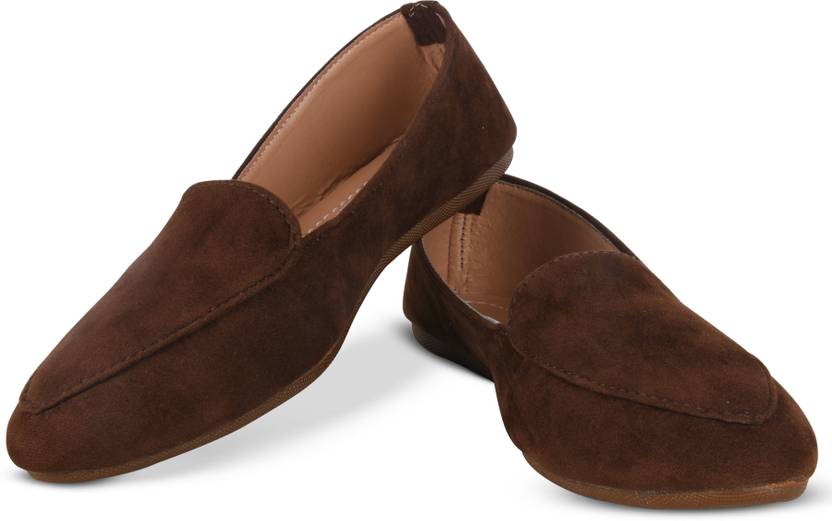 Velvet Designer Loafer Loafers For Women  (Brown)