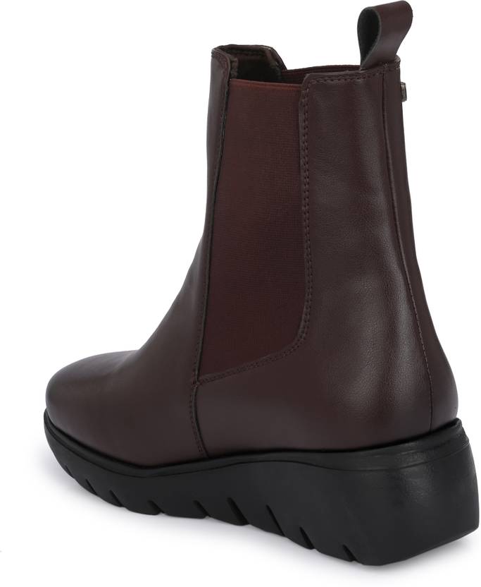 mid heel, light weight Boots For Women  (Brown)