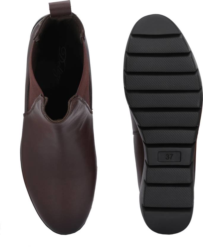 mid heel, light weight Boots For Women  (Brown)