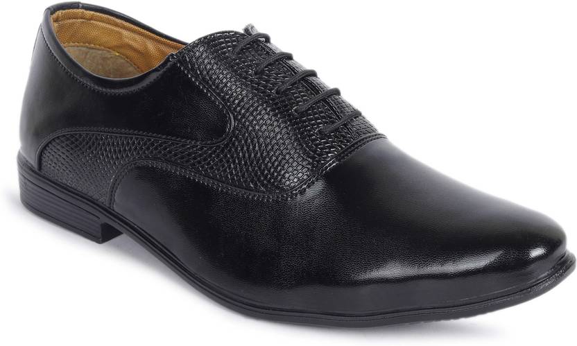 Black Synthetic Leather Lace up Lightweight Derby Formal Shoes For Men Lace Up For Women  (Black)