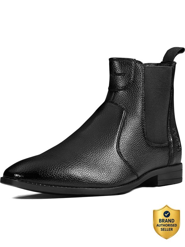 Louis Stitch Black Mid-Top Ankle Slip-On Chelsea Boots for Men - Image 1