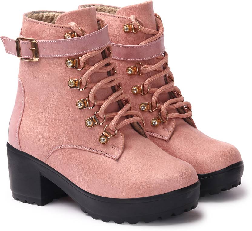 Women Trekking Boot Soft Schued & Buckle Style Boots For Women  (Pink)