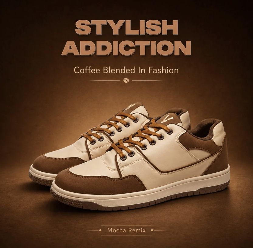 Volton Mocha Remix Brown Cream Sneakers - Image 2