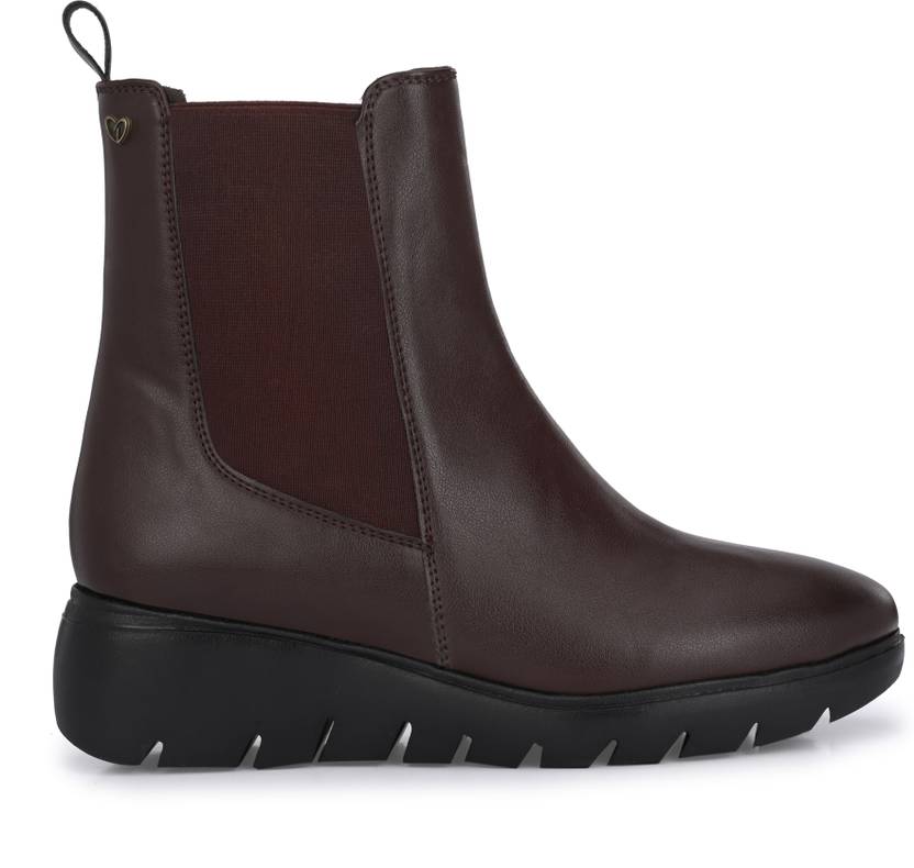 mid heel, light weight Boots For Women  (Brown)