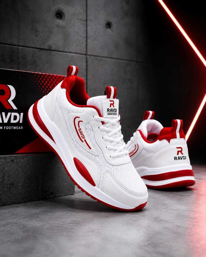 RAVDI Sports_73 Men Casuals White Red 10 - Image 4