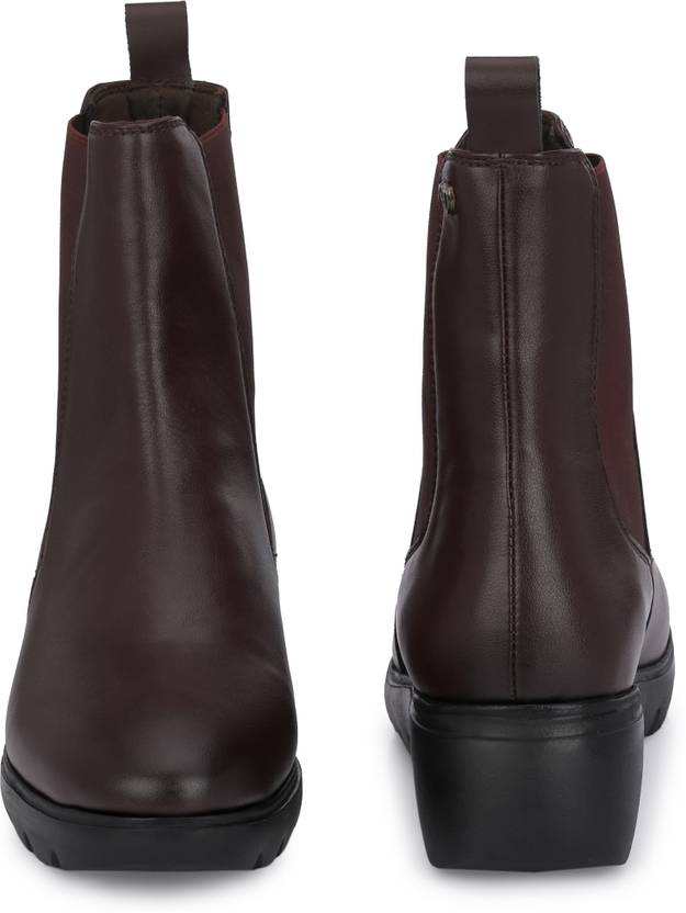 mid heel, light weight Boots For Women  (Brown)