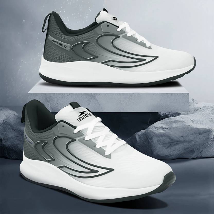 BRUTON Velox-740 Chunky Sneakers Shoes,Loafers Shoes, Sneakers For Men (White, Grey , 6)