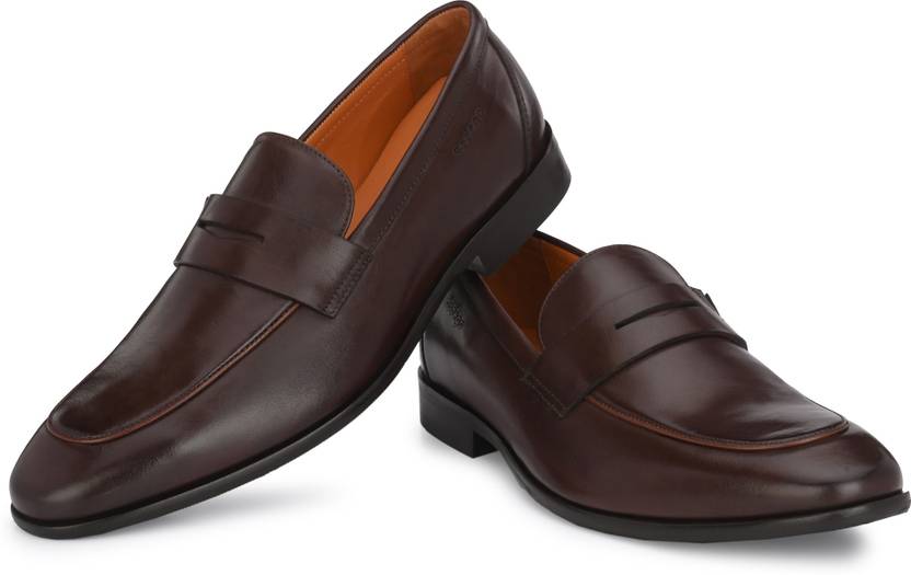 Bodega Leather Brown Office Shoes for Men's Slip On For Men