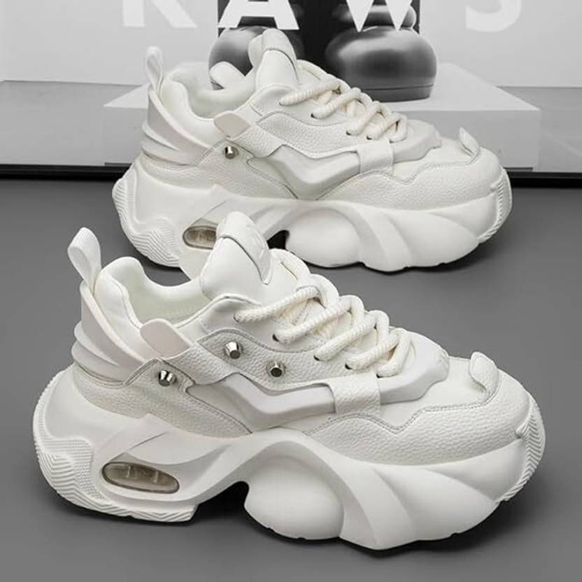 TERFILL White Sport Running Walking Casual Sneakers For Men (White , 7)