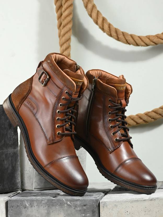 Leather Casual Comfortable Stylish Boots Boots For Men  (Tan)