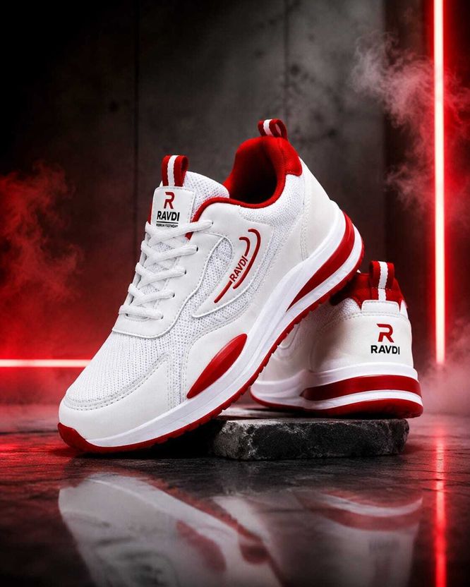 RAVDI Sports_73 Men Casuals White Red 10 - Image 3