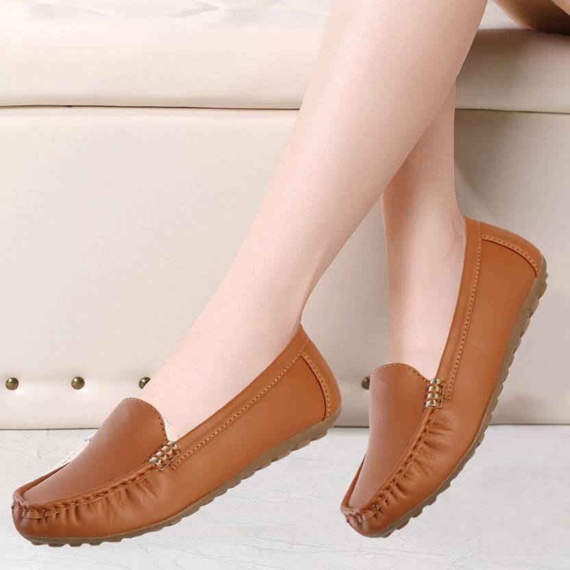 Comfortable Stylish casual Loafers For Women  (Tan)