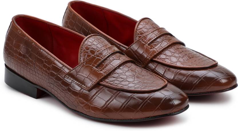 FRANCO LEONE Tan Leather Loafers for Men - Formal & Casual Slip On Slip On For Men