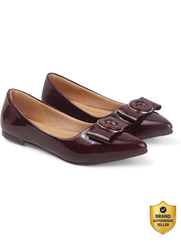 CORSICA Inkcraft Women’s Stylish Patent Flat Shoes with Bow & Metal Accent – Cherry Casuals For Women