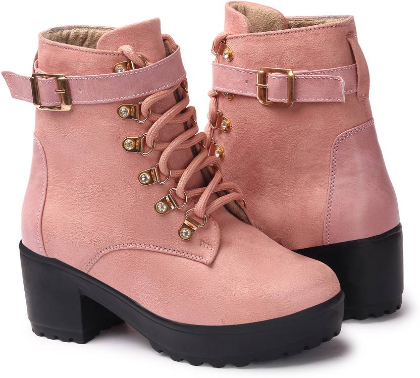 Women Trekking Boot Soft Schued & Buckle Style Boots For Women  (Pink)
