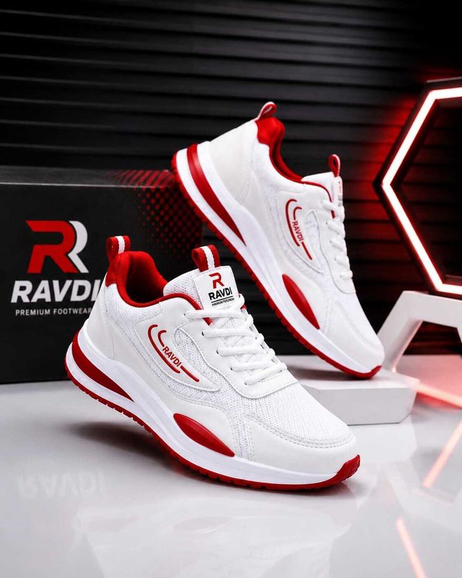 RAVDI Sports_73 Men Casuals White Red 10 - Image 5