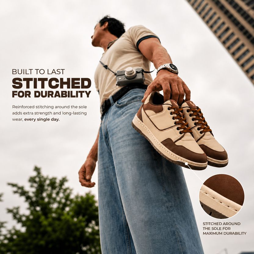 Volton Mocha Remix Brown Cream Sneakers - Image 7
