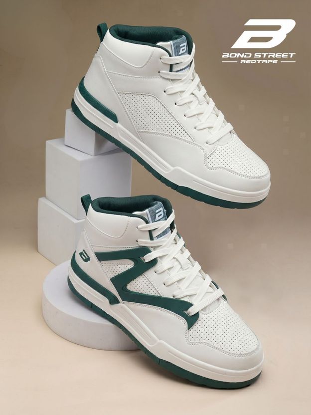 Bond Street By Red Tape Men White Green Sneakers Size 10 - Image 1