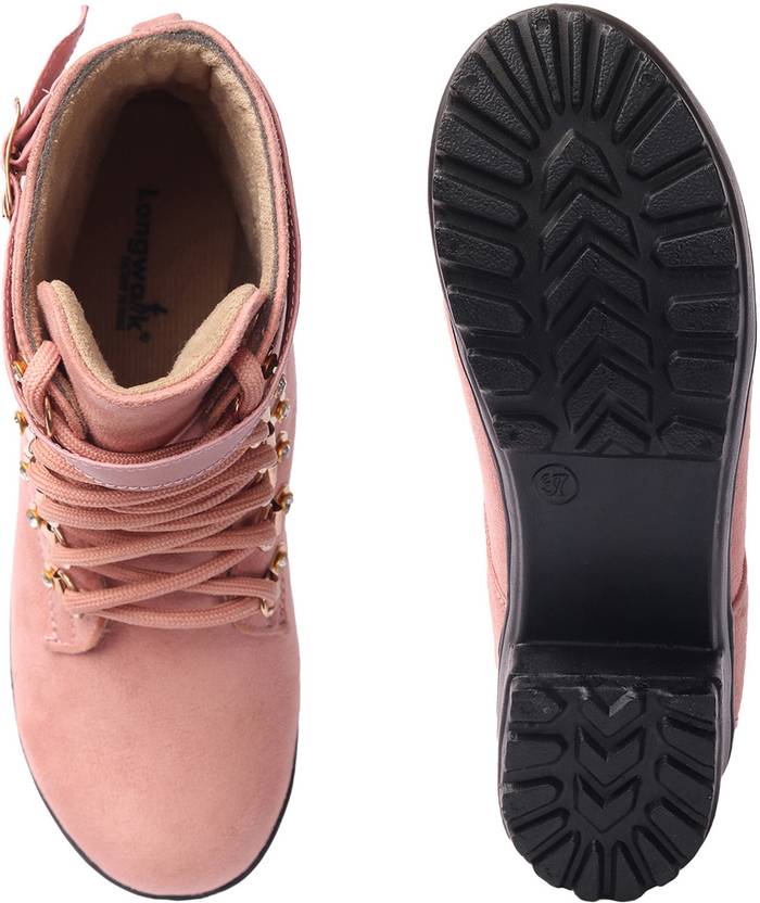 Women Trekking Boot Soft Schued & Buckle Style Boots For Women  (Pink)