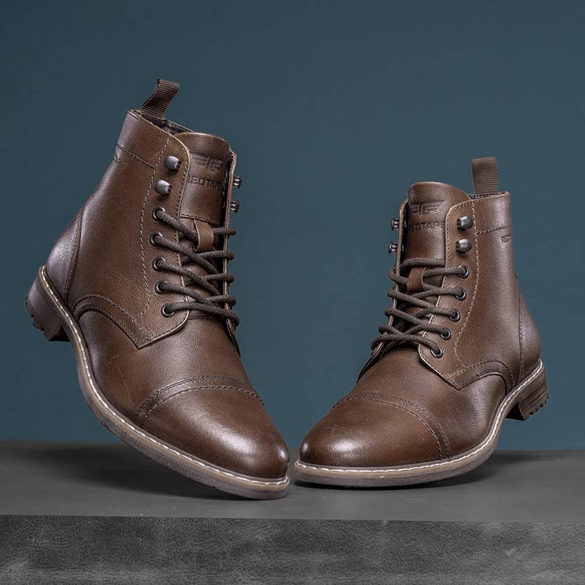Red Tape Ankle Length Genuine Leather Boots for Men Soft Cushioned