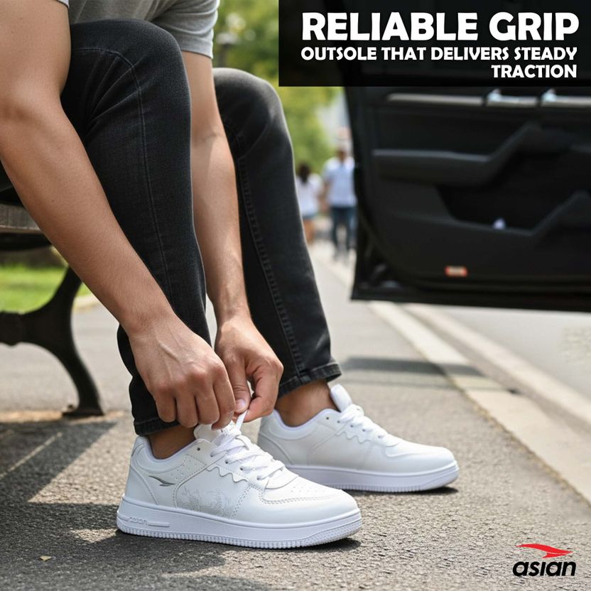 Asian Men's White Sneakers Size 10 - Image 5