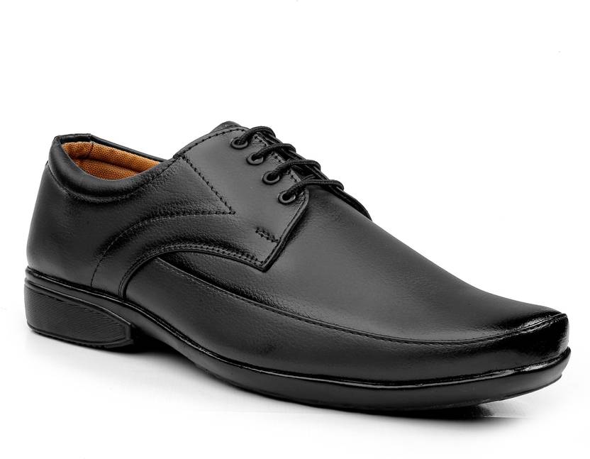 Lutton Black shoes Faux leather shoes with lace Trendy office wear