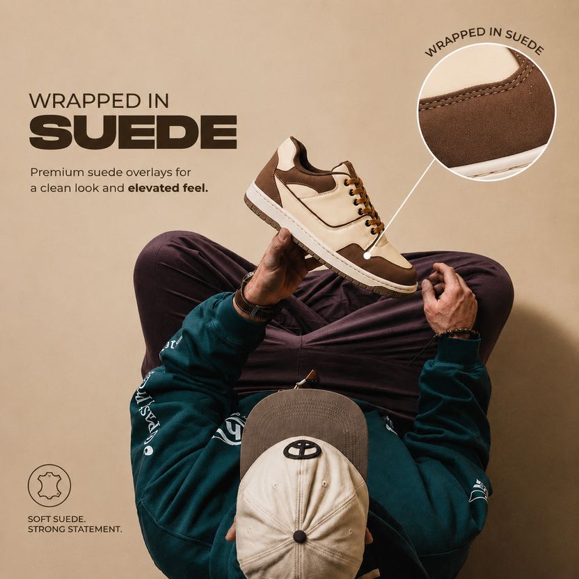 Volton Mocha Remix Brown Cream Sneakers - Image 4